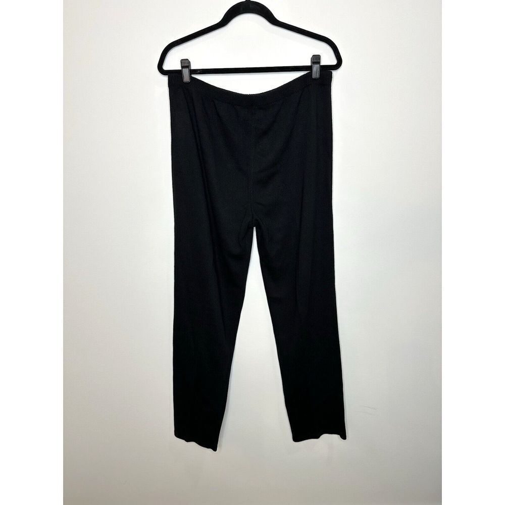 MING WANG Sapphire Pull On Pants Large Stretch Knit Black Quiet Luxury Career L